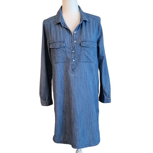 Old Navy LS Popover 100% Cotton Denim Chambray Shirtdress - Picture 11 of 14